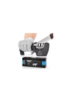 Zulay Kitchen 3 Stage Knife Sharpener & Cut-Resistant Glove