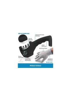 Zulay Kitchen 3 Stage Knife Sharpener & Cut-Resistant Glove -Lux Décor Collection shop Belk 1010