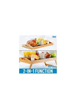 Zulay Kitchen Bamboo Breakfast in Bed Tray Table with Folding Legs and Handles -Lux Décor Collection shop Belk 1059