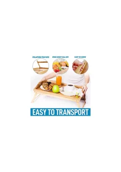 Zulay Kitchen Bamboo Breakfast in Bed Tray Table with Folding Legs and Handles -Lux Décor Collection shop Belk 1060