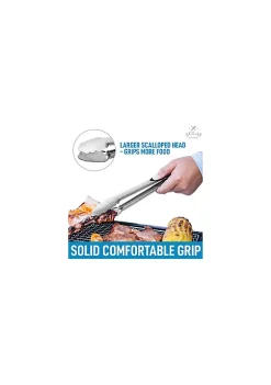 Zulay Kitchen Locking Stainless Steel Tongs - Scallop Head Edge Kitchen Tongs With Lock Mechanism (12 inch) -Lux Décor Collection shop Belk 1109