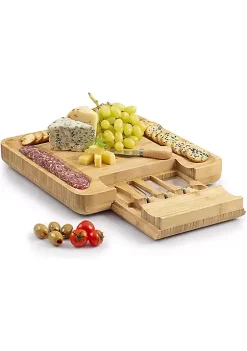 Zulay Kitchen Bamboo Cheese Board and Knife Set