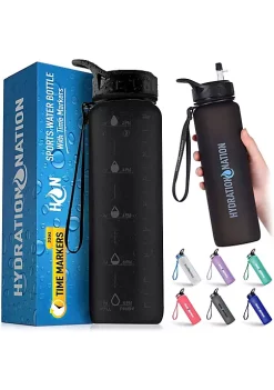 Zulay Kitchen Hydration Nation Water Bottle With Time Marker 32 oz