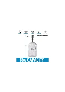 Zulay Kitchen Zulay Home 18 oz Glass Hand Soap Dispenser for Bathroom - Easy Press-Pump Bathroom Soap Dispenser with Birchwood Tag - Clear Glass Soap Dispenser -Lux Décor Collection shop Belk 1337