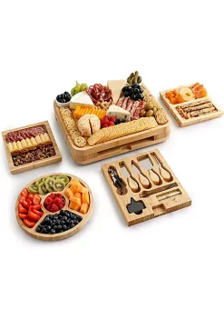 Zulay Kitchen Bamboo Cheese Board Deluxe Set