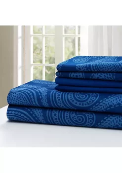 Lux Décor Collection PAISLEY PRINTED 6-PIECE SHEET SET
