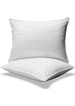 Lux Décor Collection 2 Pack Cotton Stripe Plush Bed Pillows