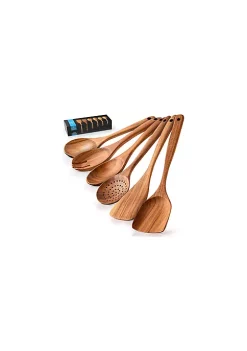 Lux Décor Collection shop 5 Zulay Kitchen Teak Wooden Cooking Spoons (6 Pc Set)