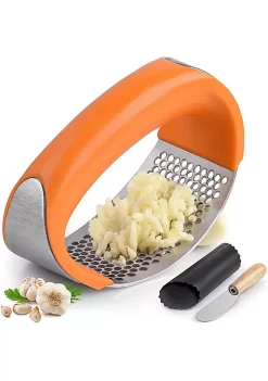 Zulay Kitchen Garlic Press Rocker With Silicone Peeler & Scraper Set -Lux Décor Collection shop Belk 407