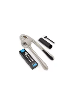 Zulay Kitchen Garlic Press and Peeler Set With Silicone Peeler & Brush