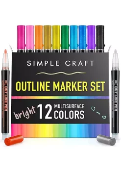 Zulay Kitchen 12 Double Line Outline Metallic Markers