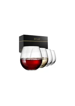 Zulay Kitchen Stemless Wine Glasses Set - 14.5 oz